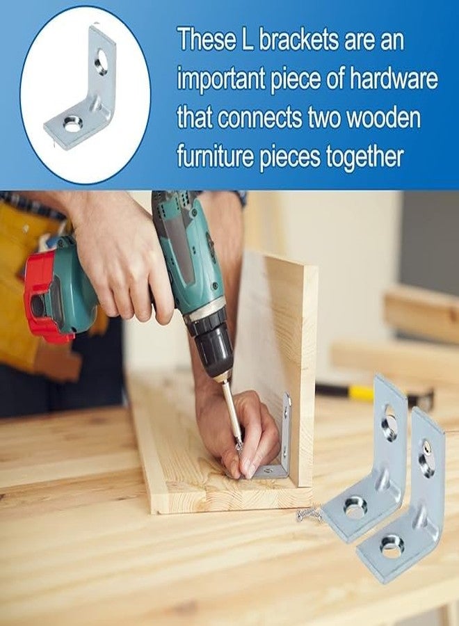 bvslf 24 Pack of 25mmx25mm Zinc Plated L Shape Bracket for Shelf Support Corner Brace, 90 Degree Right Angle Metal Shelf Support Bracket for Wood Frame Furniture Shelve Chair (1 x 1 Inch, Set of 24) - Image 4